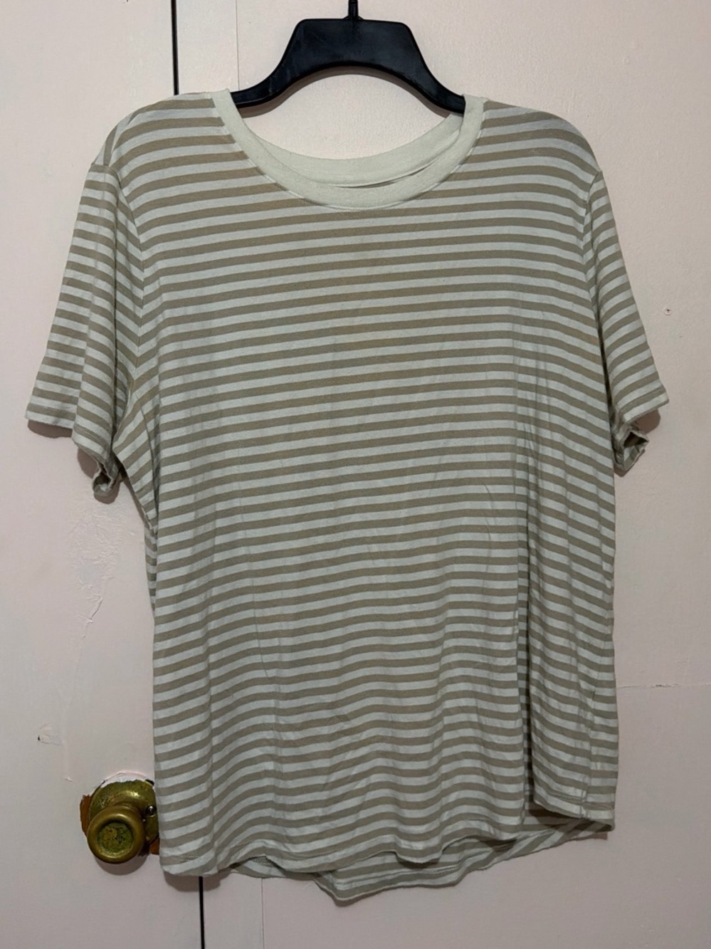 Terra & Sky Olive Green and White Striped Shirt